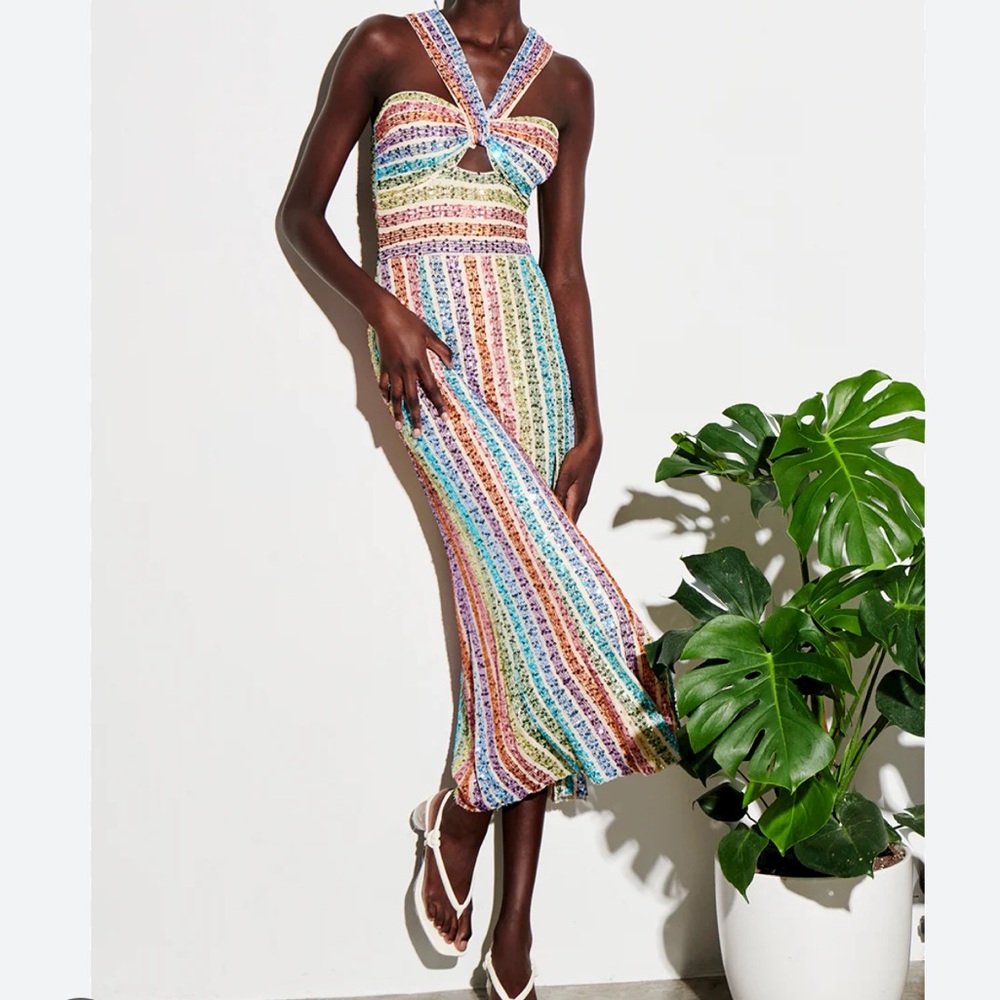 Saylor eli sequin column dress